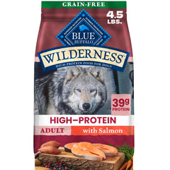 BLUE WILDERNESS Salmon Adult Dry Dog Food bag shown from the front.