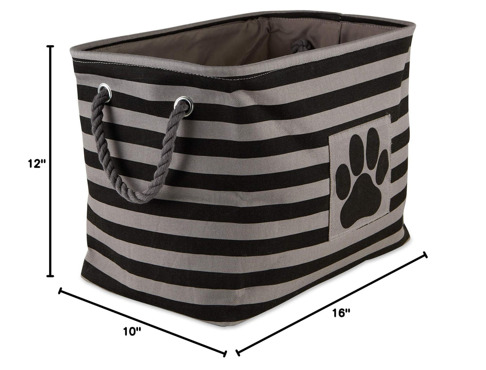 Bone Dry medium pet storage bin holding an assortment of pet toys.