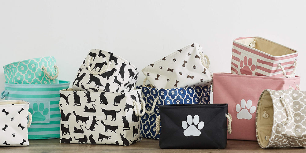 Bone Dry pet storage bin shown collapsed for storage between uses.