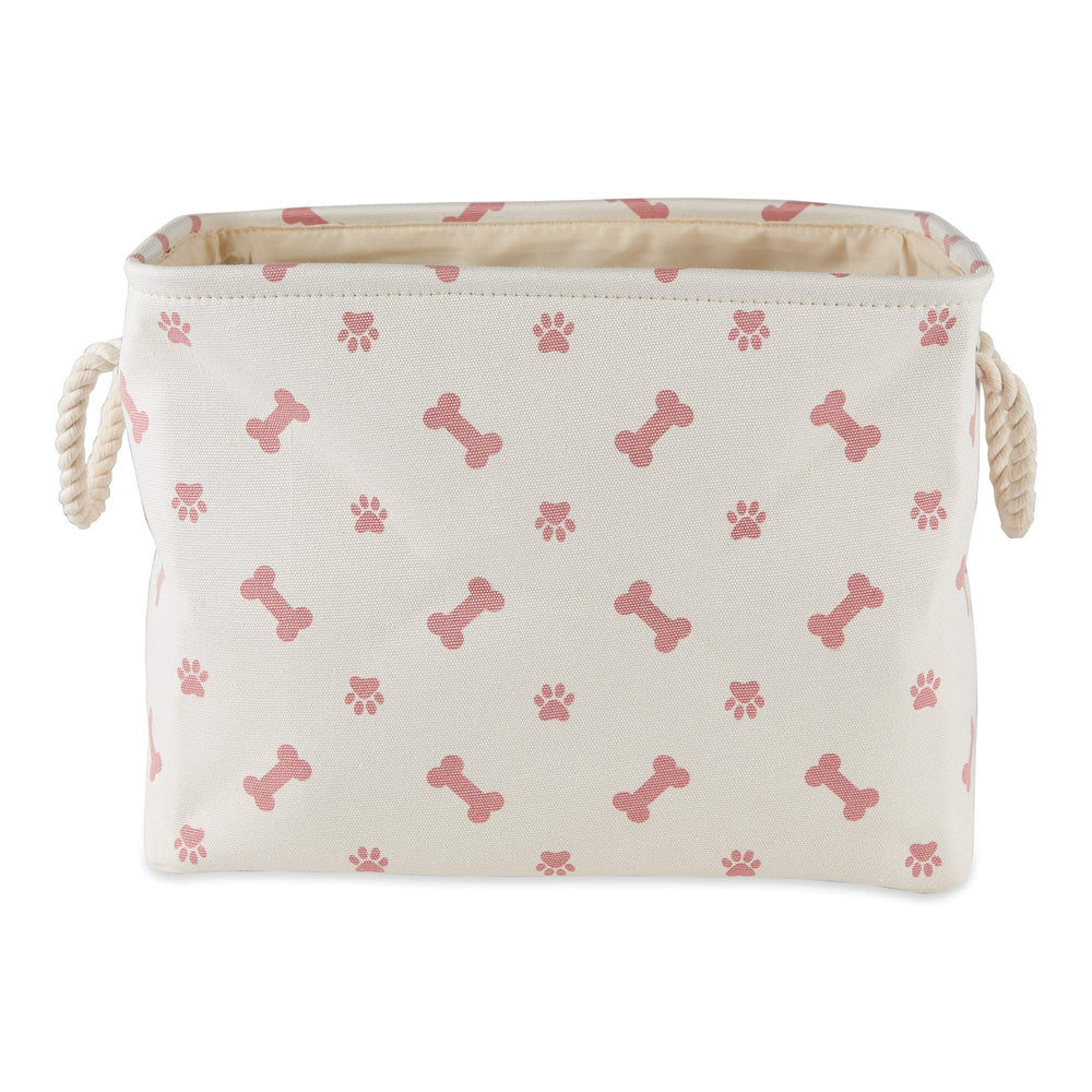 Bone Dry pet storage bin shown from the front with its rose paw-and-bone print.