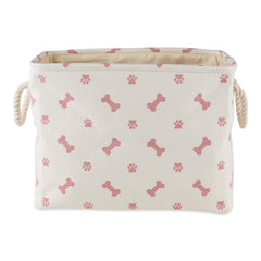 Bone Dry pet storage bin shown from the front with its rose paw-and-bone print.