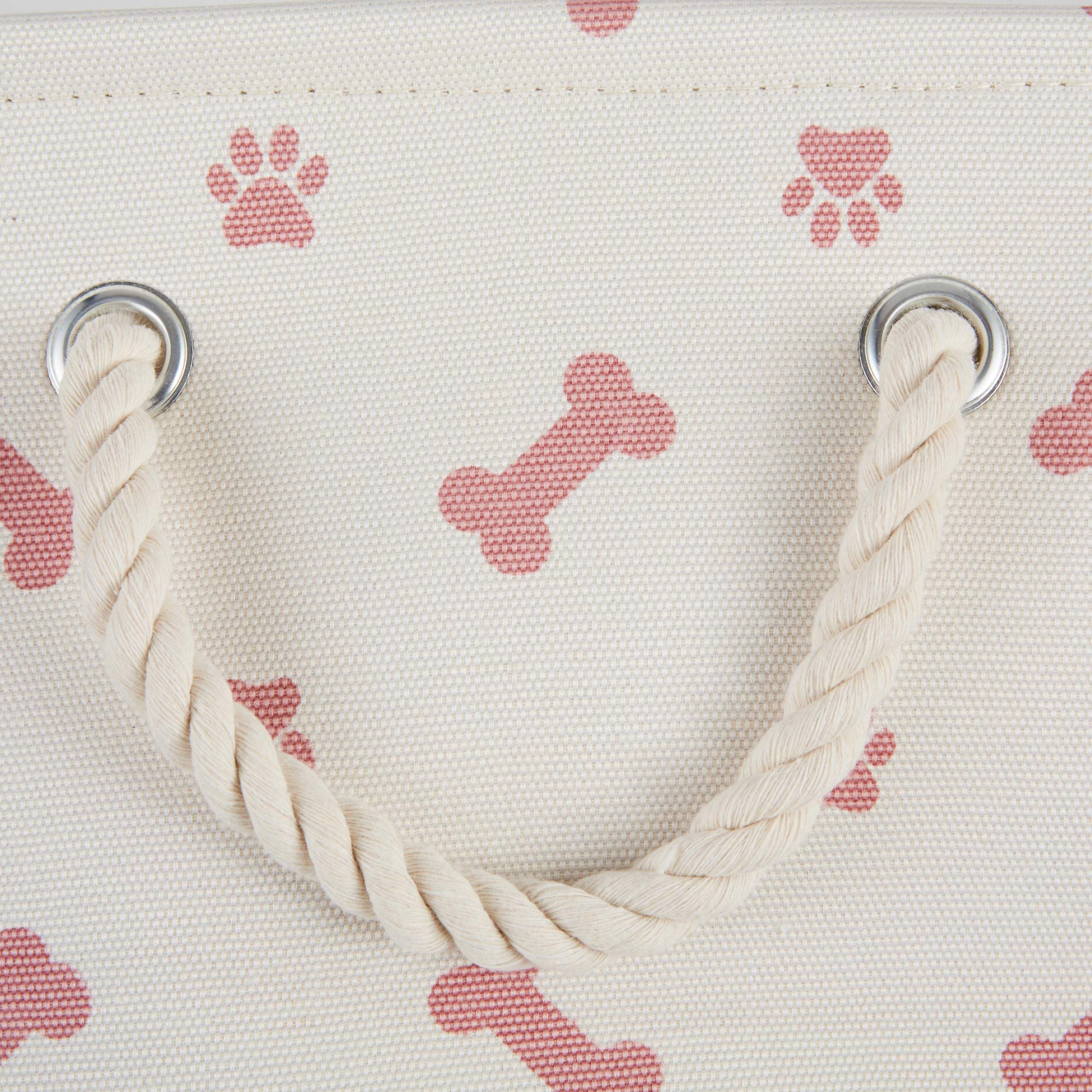 Bone Dry pet storage bin close-up highlighting the paw-and-bone print and subtle texture.