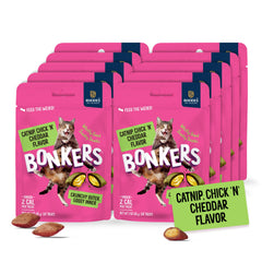 BONKERS cat treats shown in a front-of-pack product view.