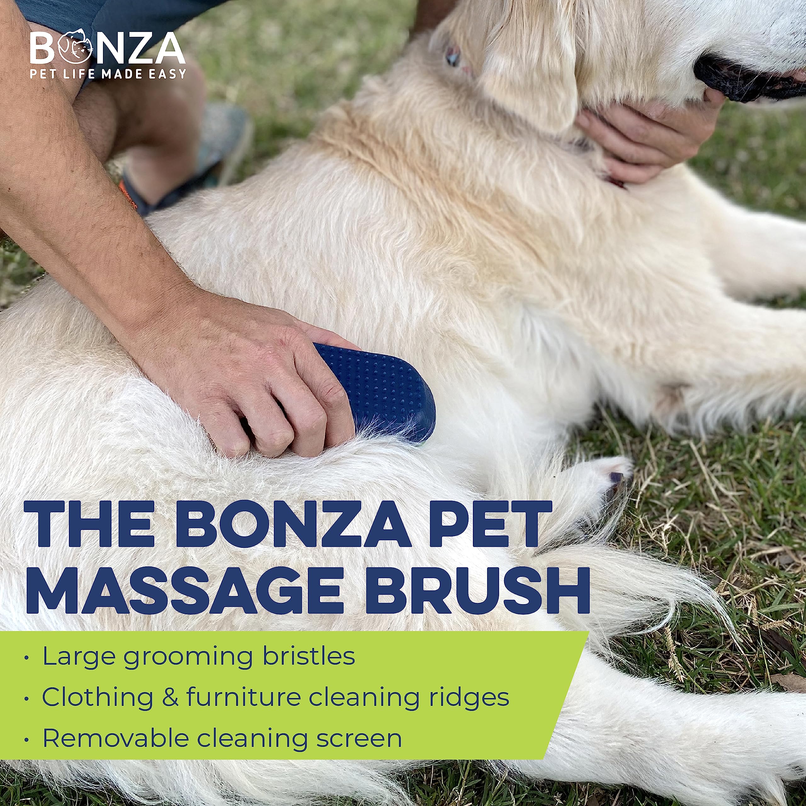 Bonza Silicone Dog Brush close-up showing its soft silicone bristles.