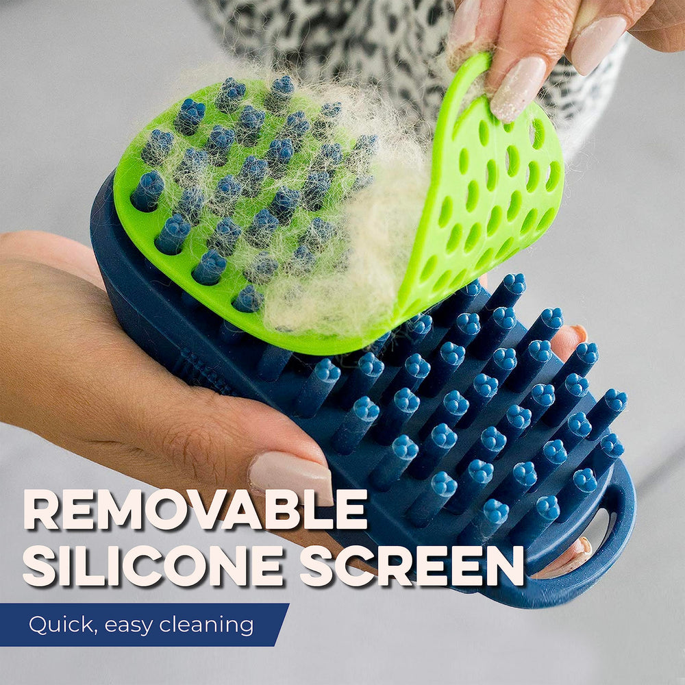 Bonza Silicone Dog Brush shown from a side angle.