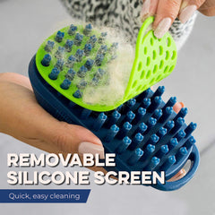 Bonza Silicone Dog Brush shown from a side angle.