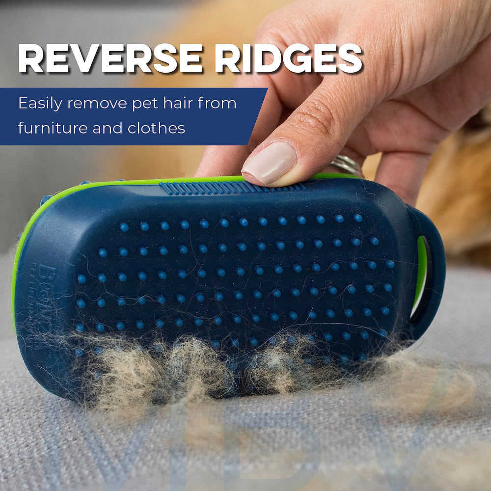 Bonza Silicone Dog Brush showing its grip for wet grooming.
