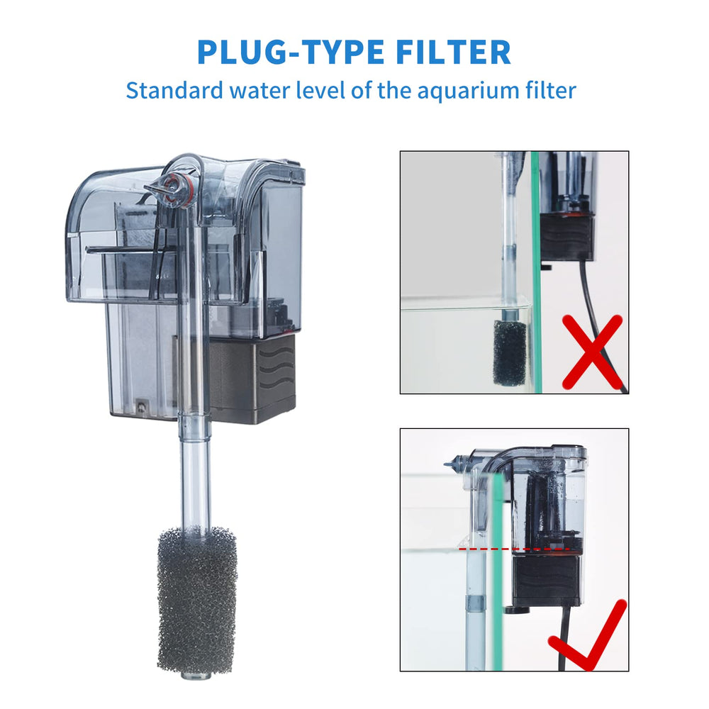 Boxtech aquarium hang on filter shown during oxygen aeration.