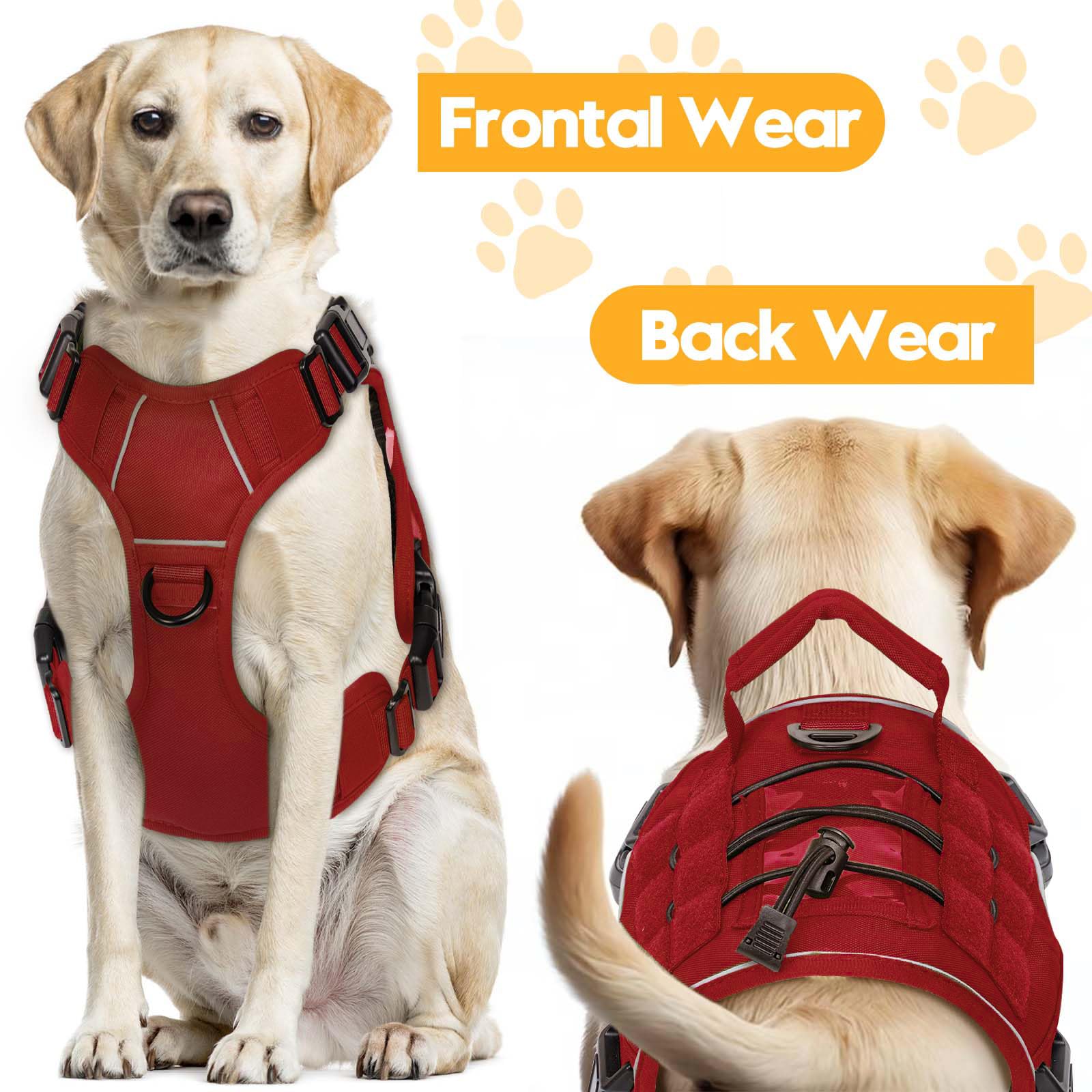Bruvoalon dog harness detail showing the MOLLE system and Hook & Loop panels.