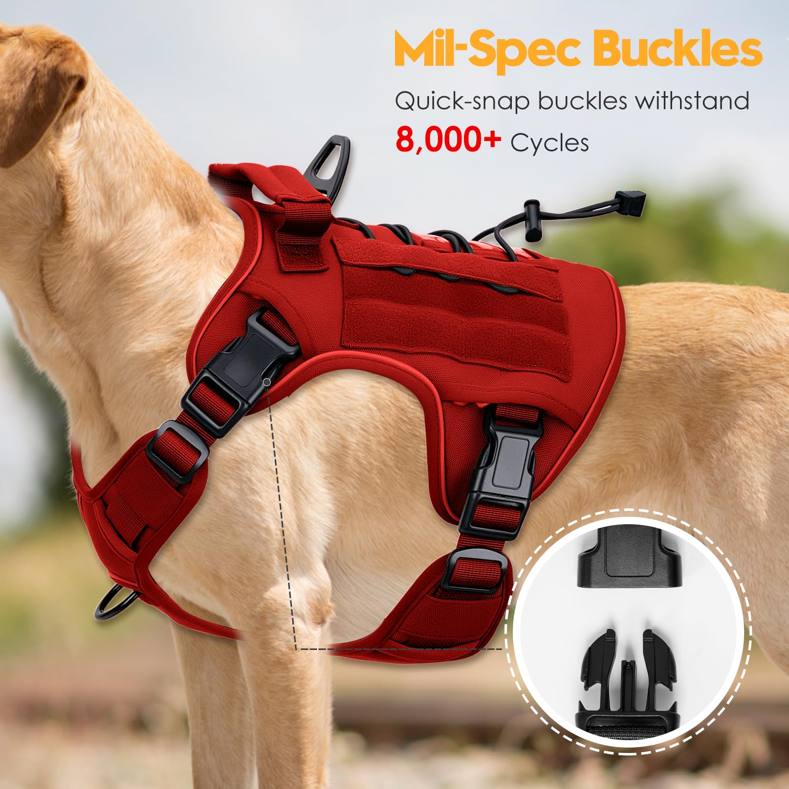 Bruvoalon tactical dog harness detail showing the sturdy control handle.