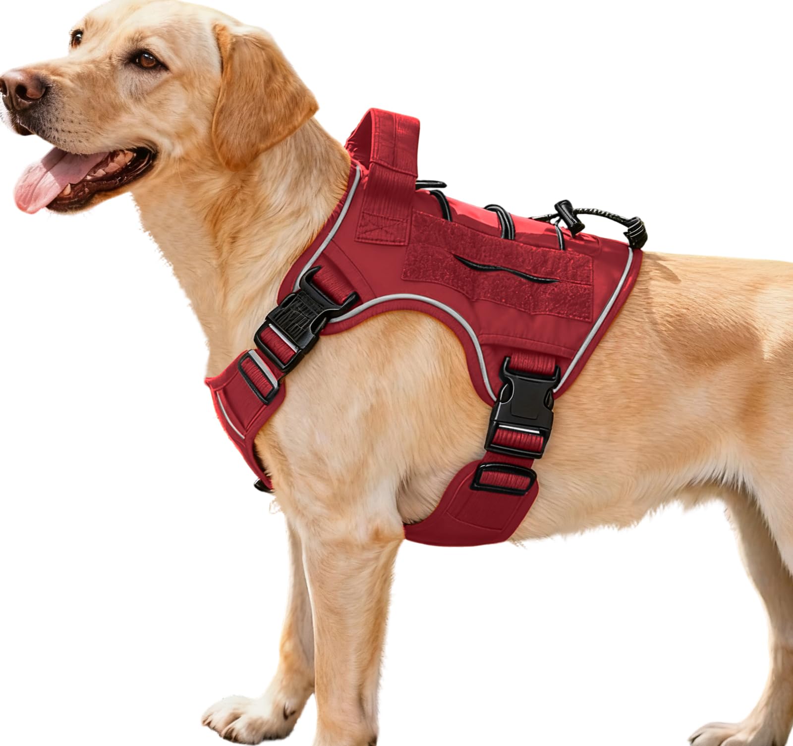 Bruvoalon tactical dog harness shown from the front in red.