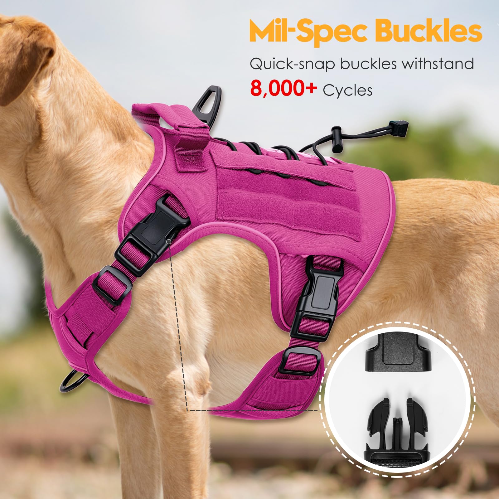 Bruvoalon tactical dog harness close-up of the sturdy top handle.