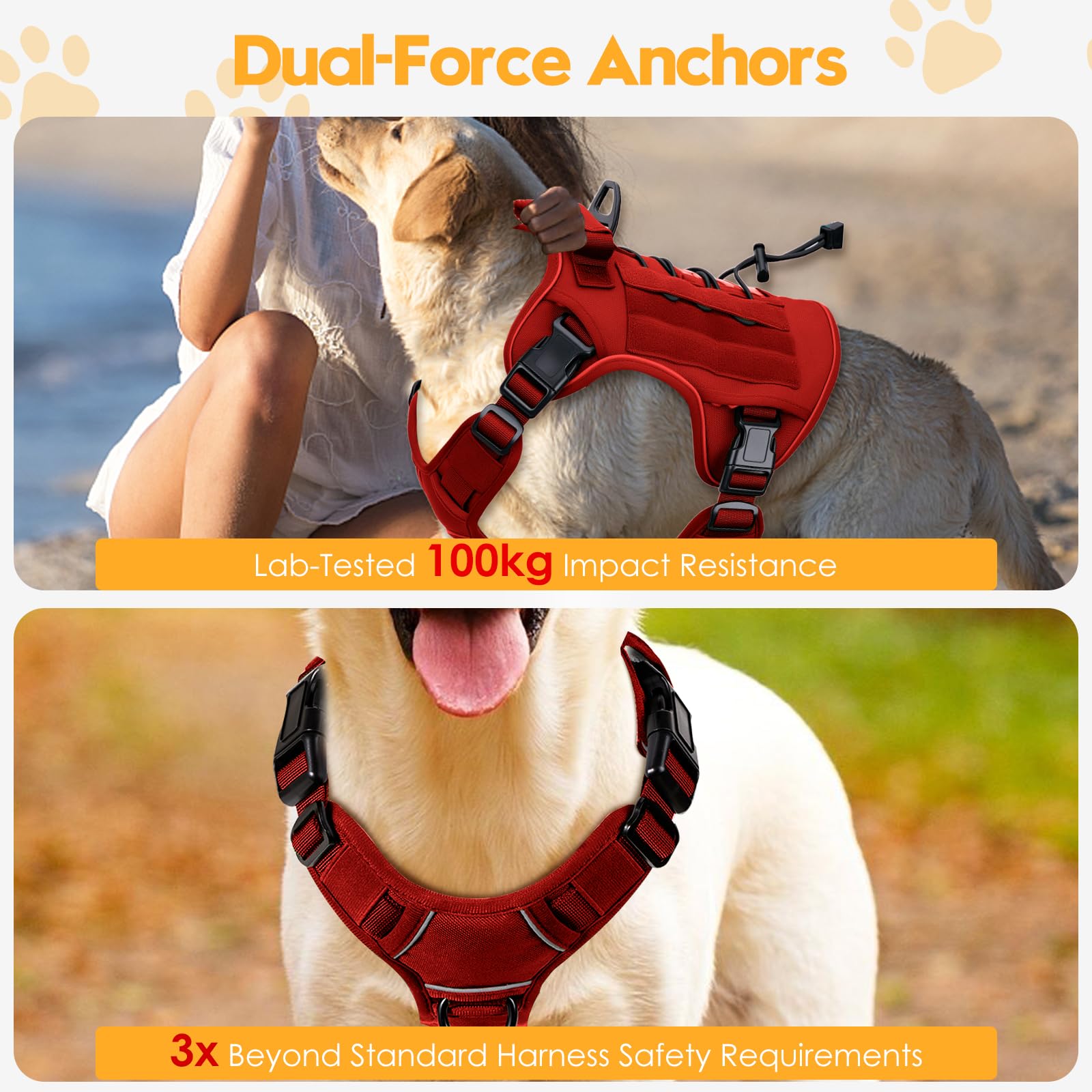 Bruvoalon tactical dog harness close-up of the breathable air mesh padding.