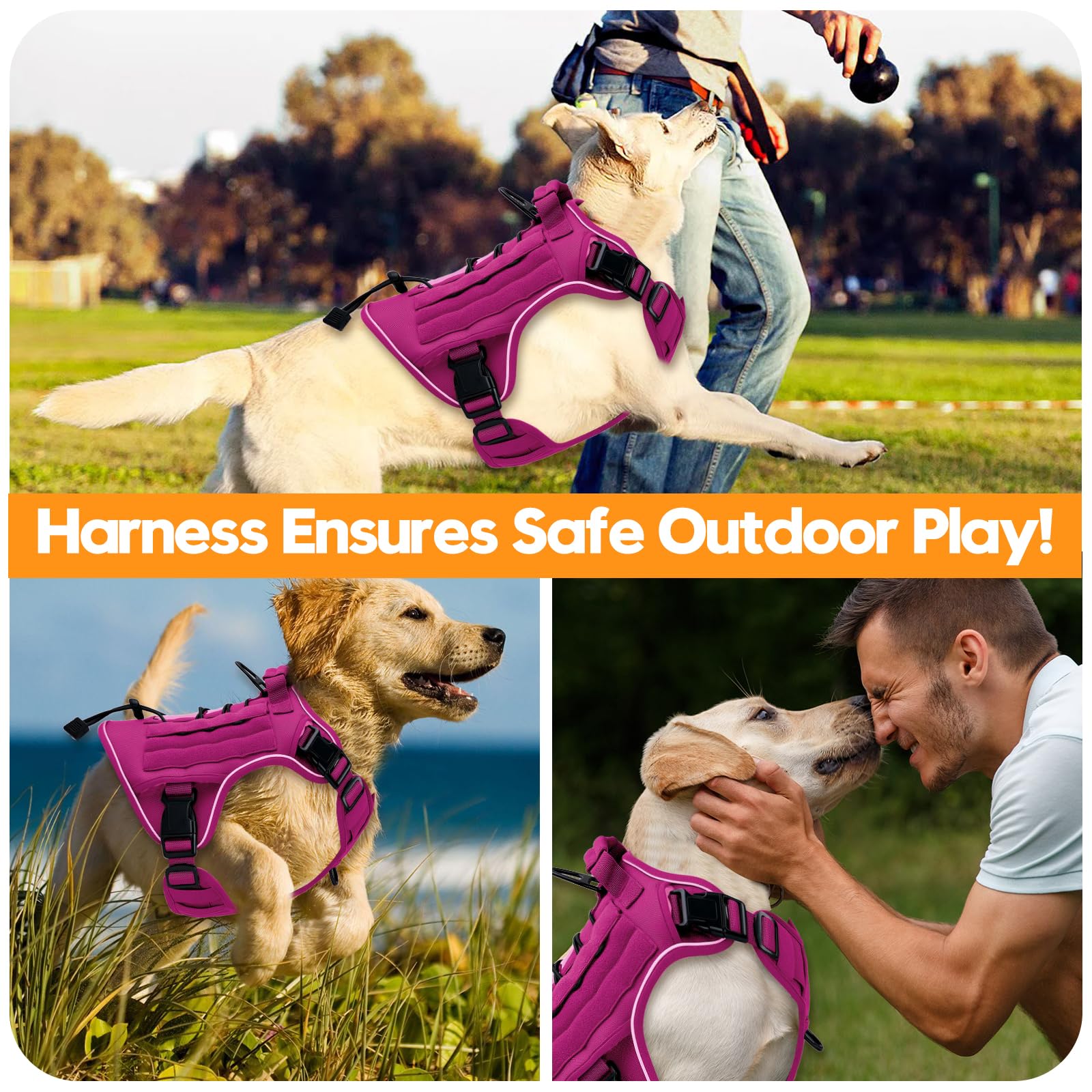 Bruvoalon tactical dog harness close-up showing the breathable air mesh padding.