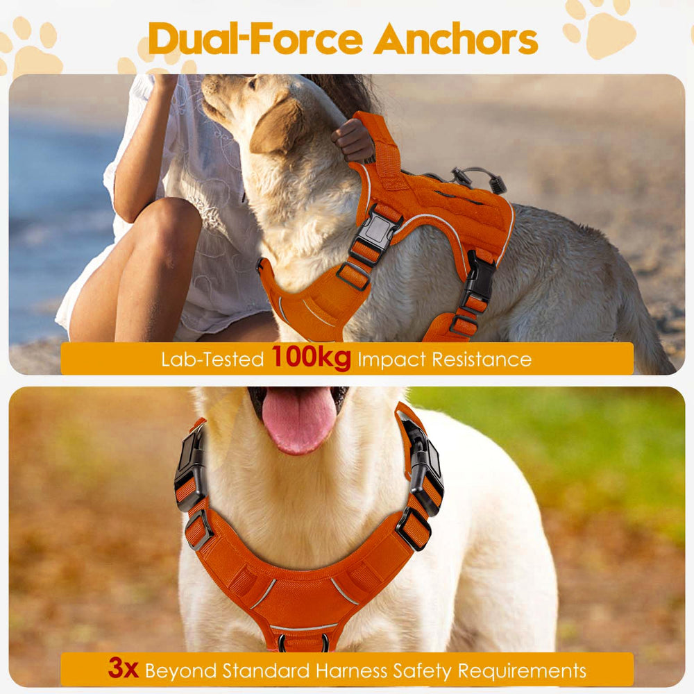 Bruvoalon tactical dog harness close-up showing the breathable mesh padding.