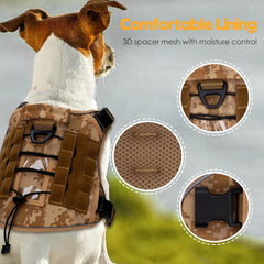 Bruvoalon tactical dog harness with reflective trim visible around the vest edges.