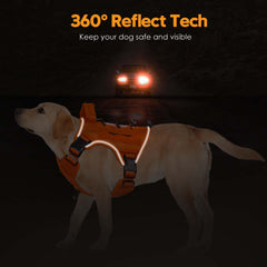 Bruvoalon tactical dog harness detail showing reflective trim around the edges.
