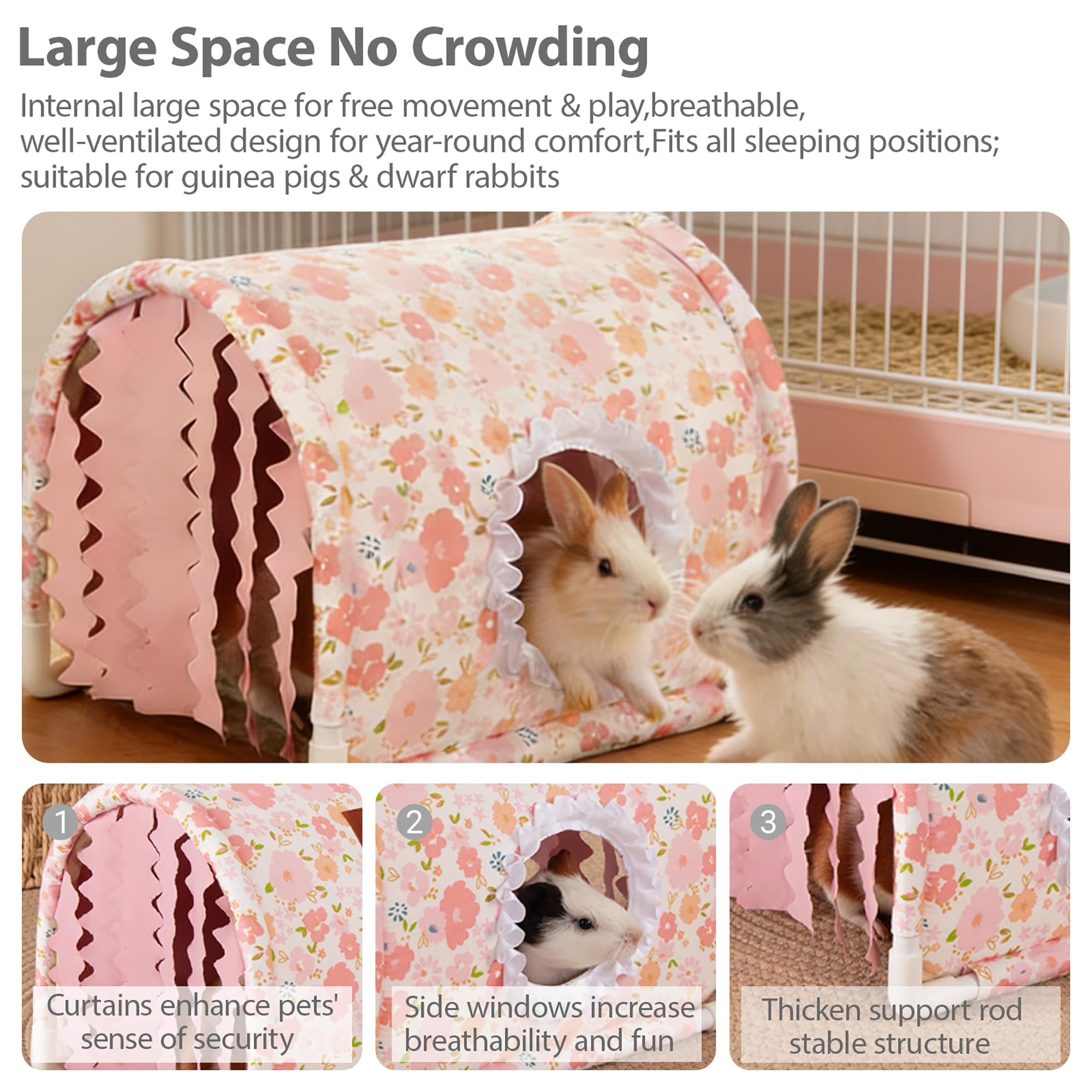 BShasrlim guinea pig hideout showing the soft curtain at its entry.