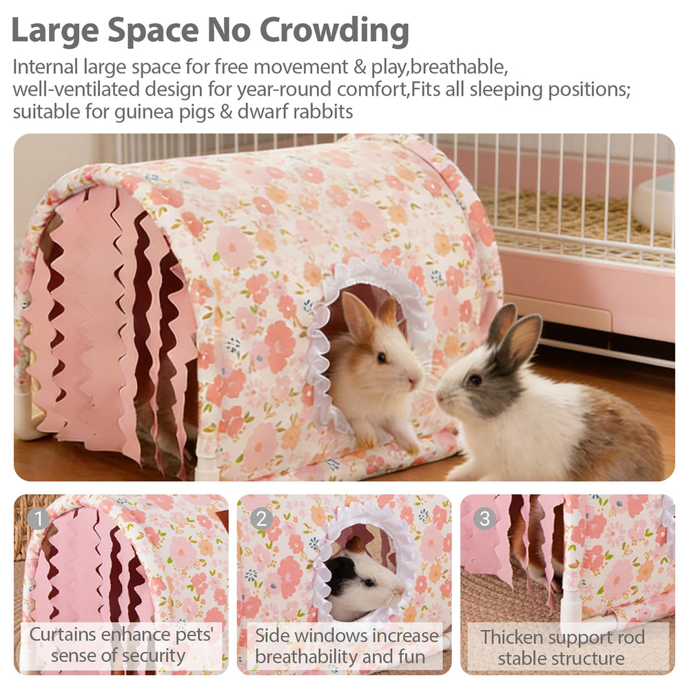 BShasrlim guinea pig hideout showing the soft curtain at its entry.