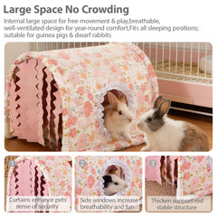 BShasrlim guinea pig hideout showing the soft curtain at its entry.