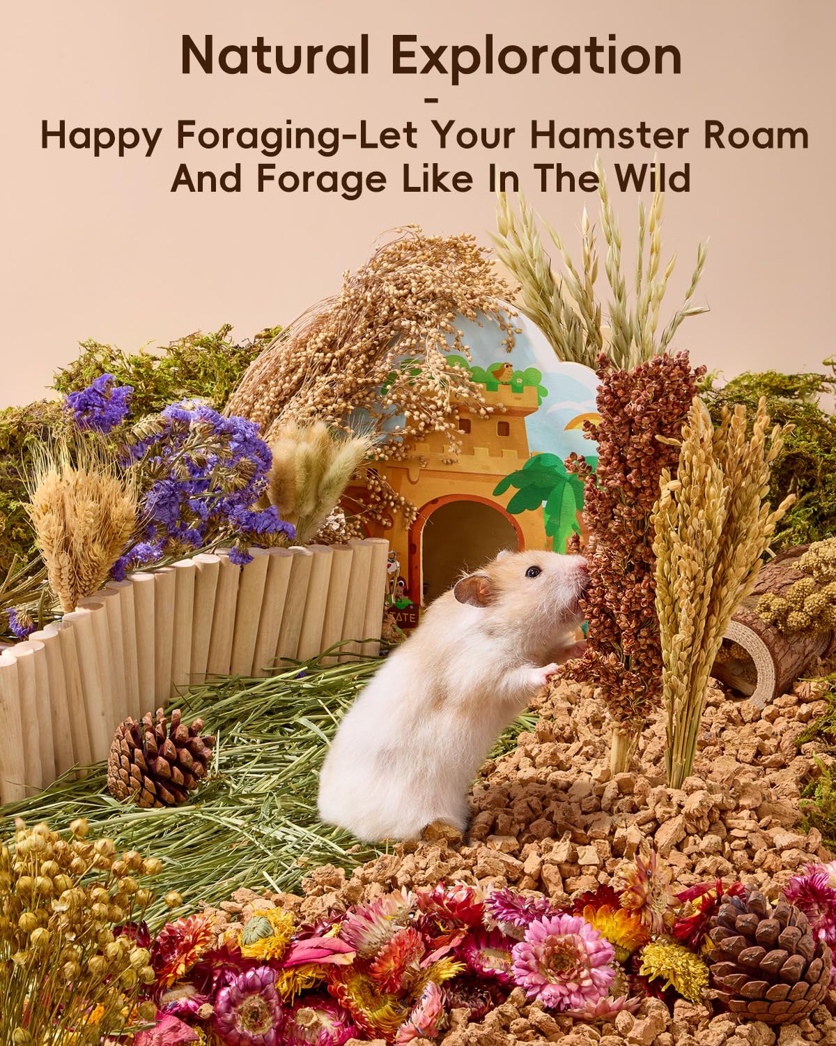 BUCATSTATE natural hamster bedding placed in a small-animal habitat.
