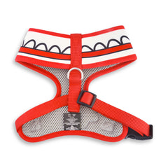 Buckle-Down Annabelle dog harness with a close-up of the rose appliqué.