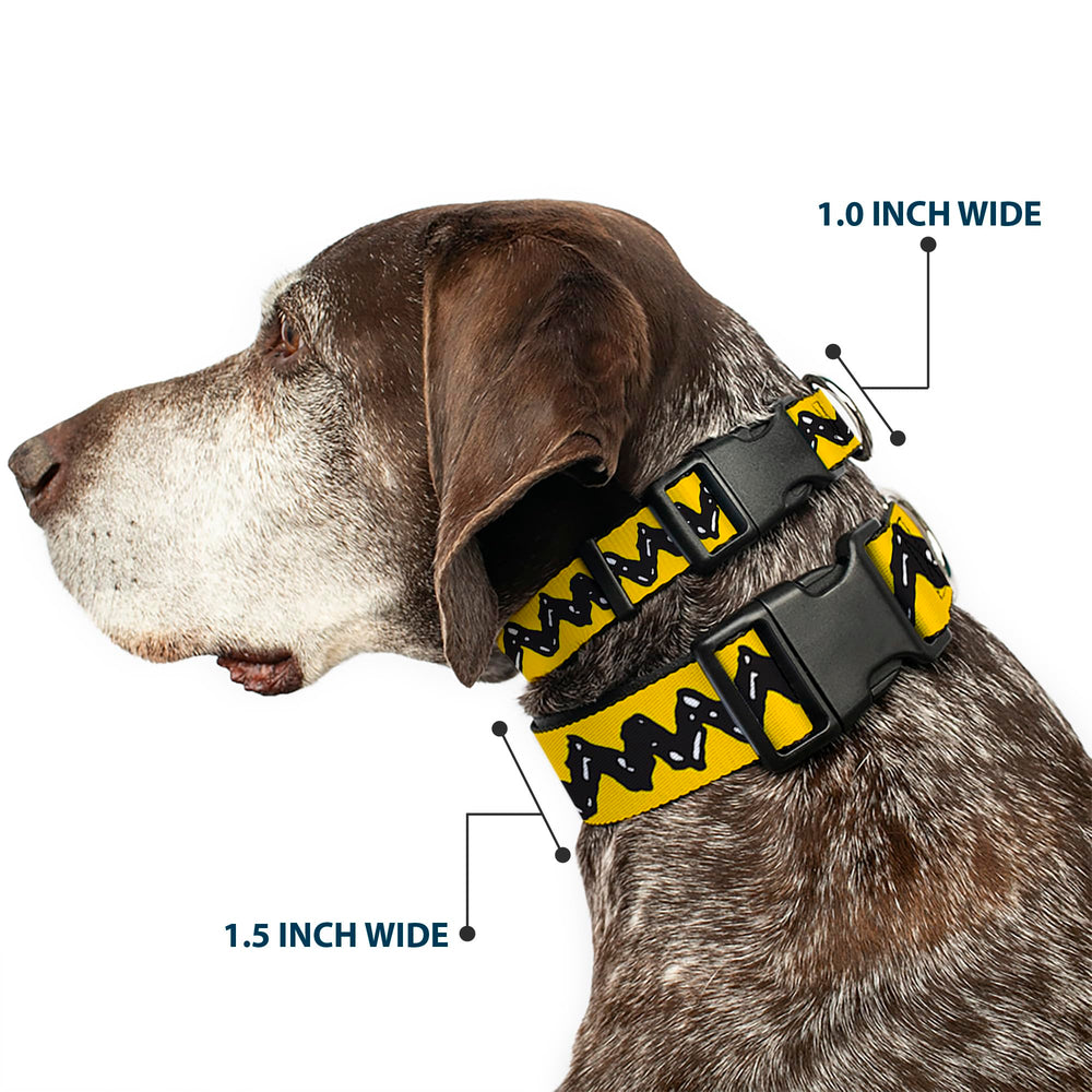 Buckle-Down Peanuts plastic clip dog collar shown from the reverse.