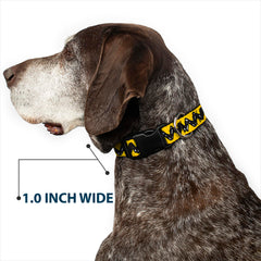 Buckle-Down Peanuts plastic clip dog collar showing its polyester webbing.