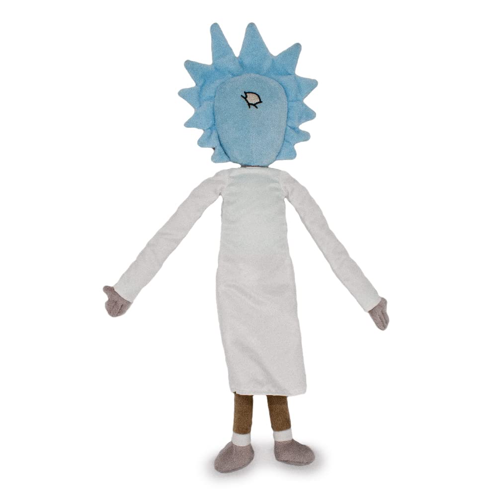 Buckle-Down Rick and Morty dog toy with a close-up view of its felt exterior.