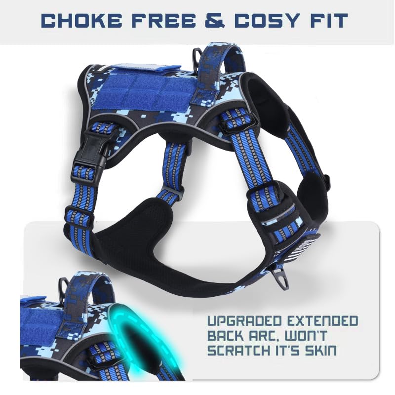 BUMBIN tactical dog harness showing the front and back leash attachment points.