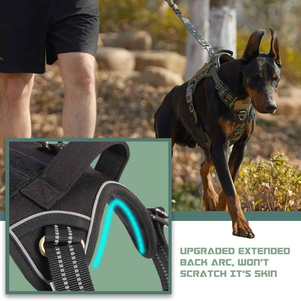 BUMBIN tactical dog harness with the front leash clip in focus.