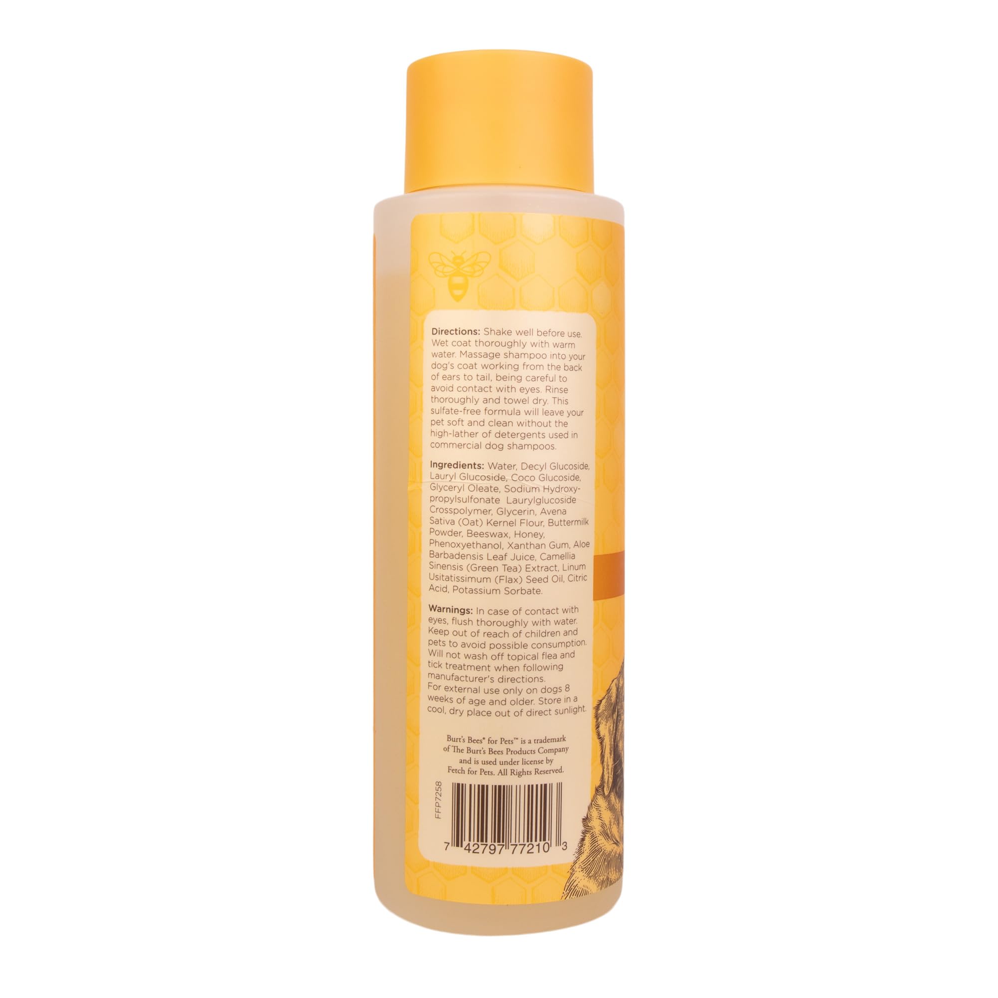 BURT'S BEES FOR PETS Oatmeal Dog Shampoo shown with its low-lather wash.