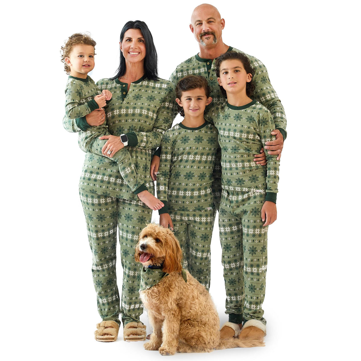 Butterblu Family Jammies shown from the front in a holiday pajama style.