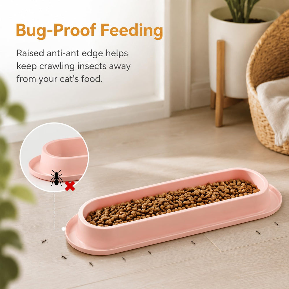 BUVQNEMXRO cat bowl tray showing the ant-proof moat detail.