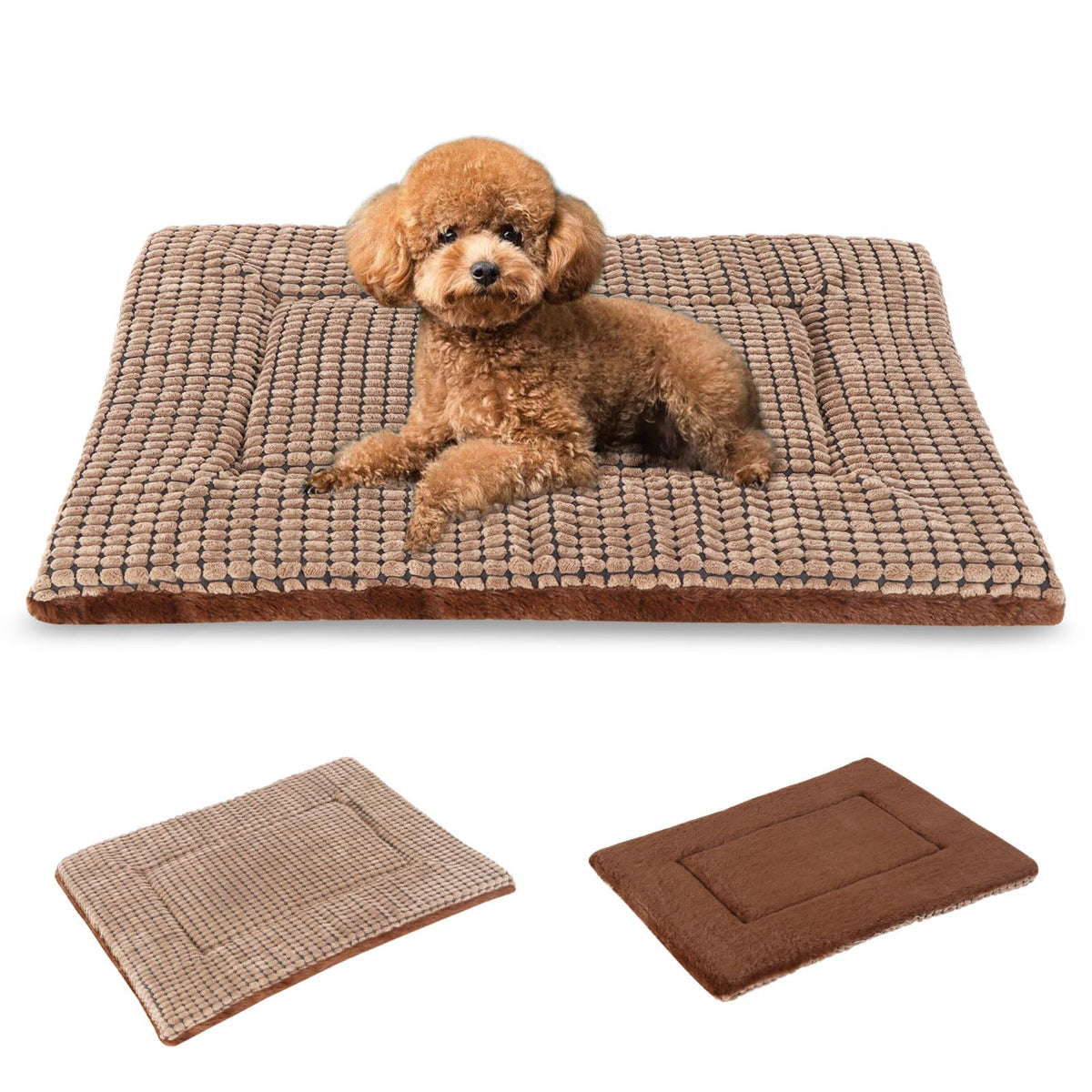 BVAGSS Dog Bed Mat shown from the front in its Brown color.