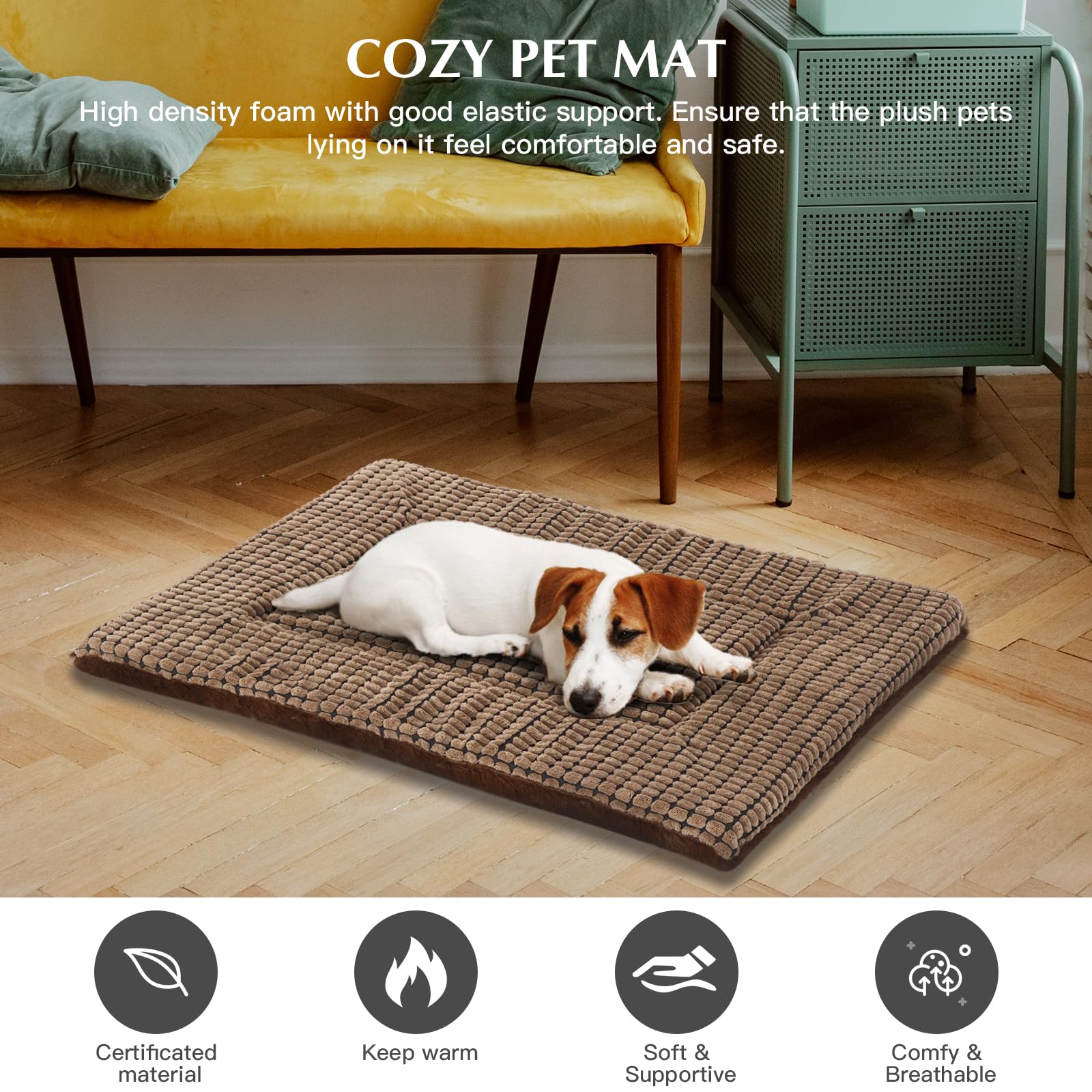BVAGSS Dog Bed Mat foam shown in its vacuum-packed state.