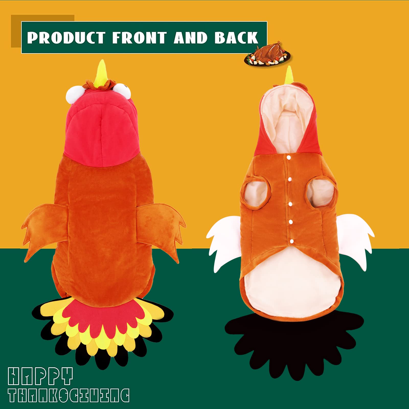 BWOGUE Dog Turkey Costume fabric detail showing its cotton and fleece materials.