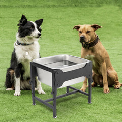 BWOGUE elevated dog water bowl components shown disassembled.