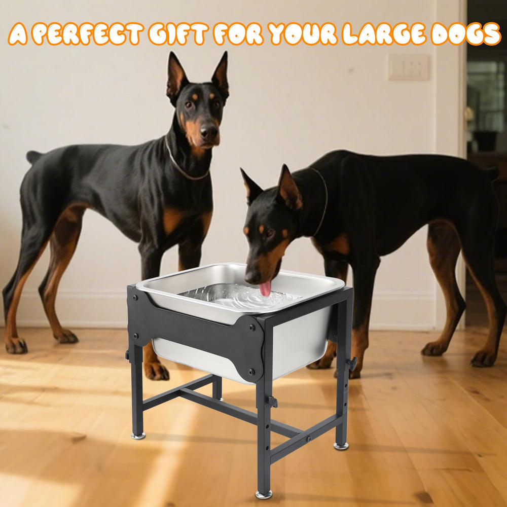 BWOGUE elevated dog water bowl with its name-writing board and chalk.