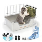 BWOGUE rabbit litter box shown from the front with its raised grid.