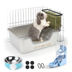 BWOGUE rabbit litter box shown from the front with its raised grid.