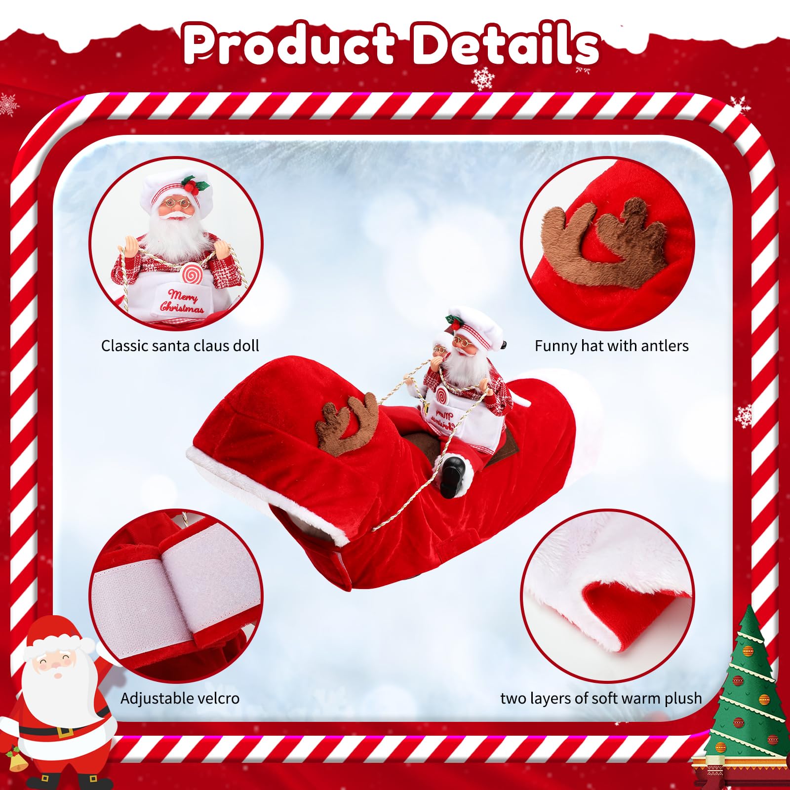 BWOGUE Santa Dog Costume shown being worn by a dog.