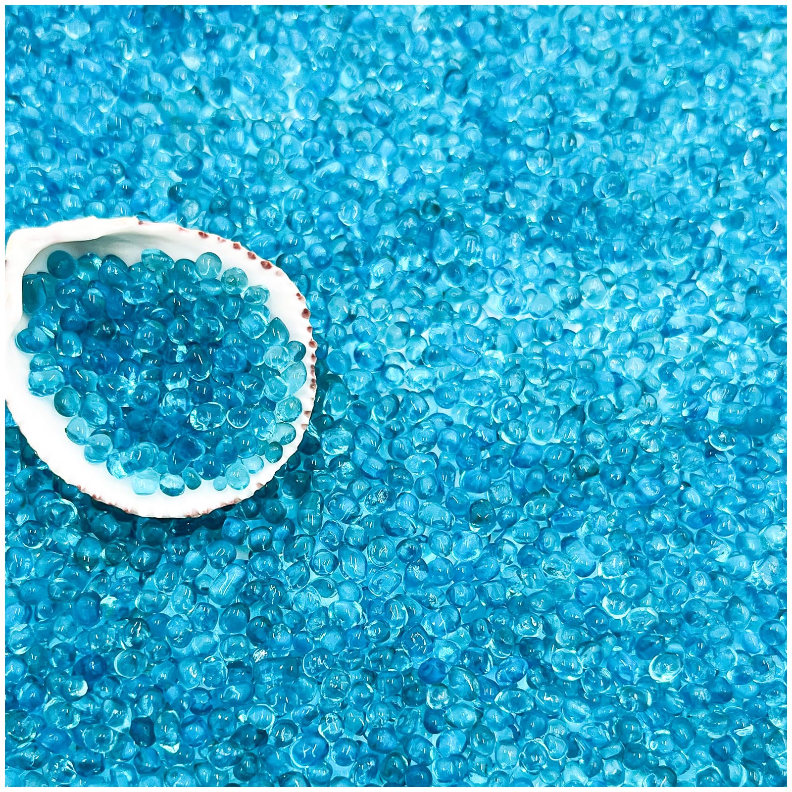 BXI blue glass aquarium gravel shown from the front.
