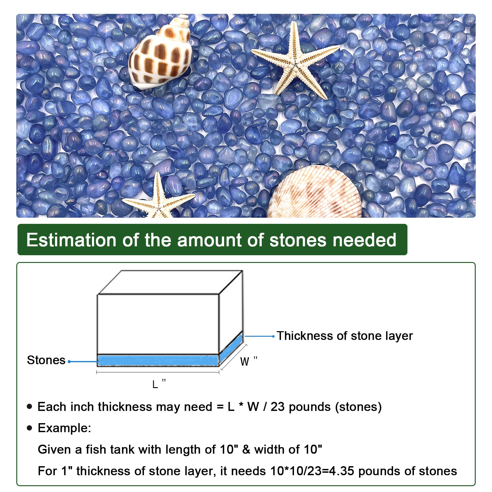BXI blue sea glass aquarium gravel displayed as blue vase filler.