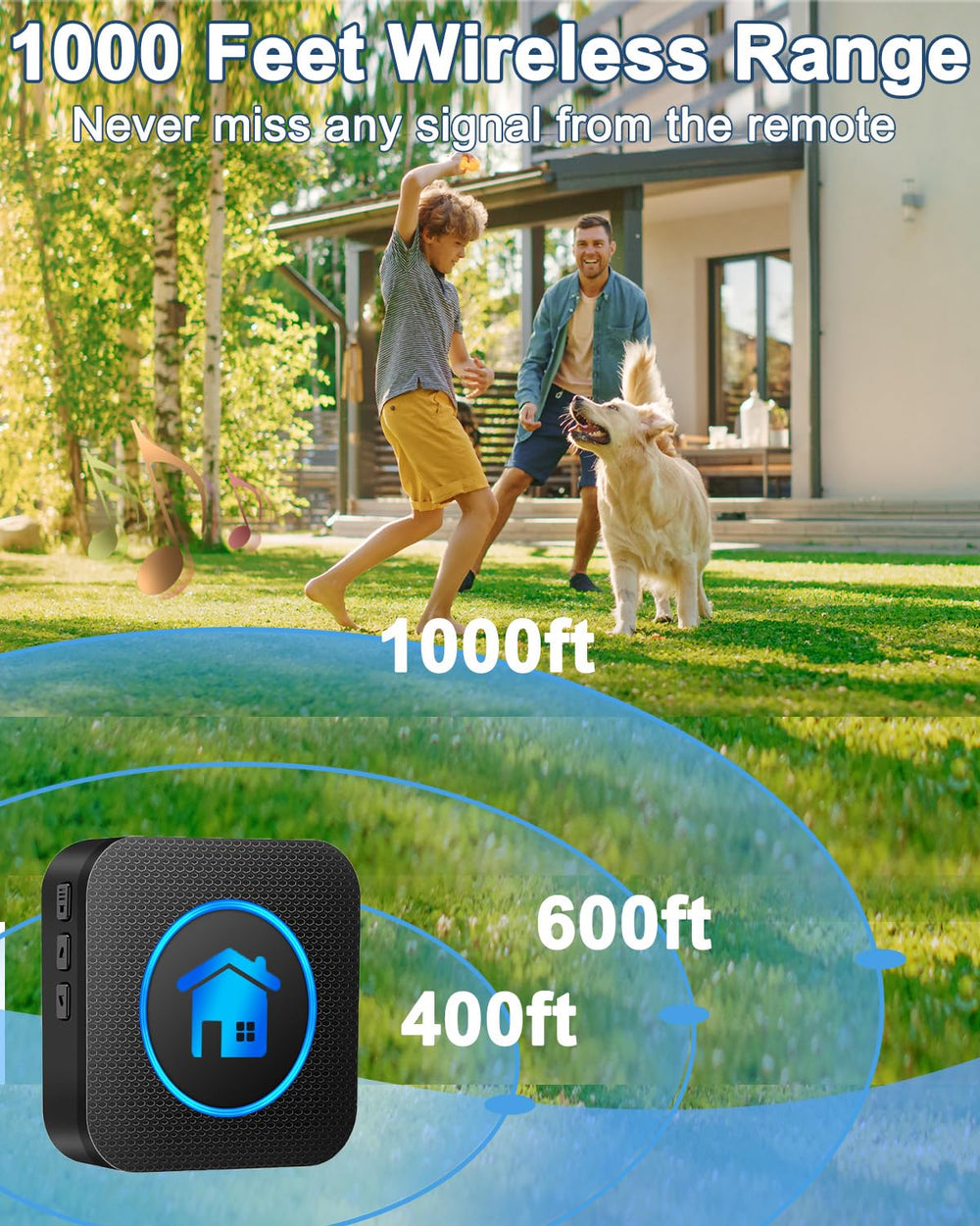 Cangecit dog doorbell receiver shown plugged into a wall outlet.