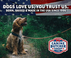 Canine Butcher Shop Beef Rawhide Grillers shown in their product package.