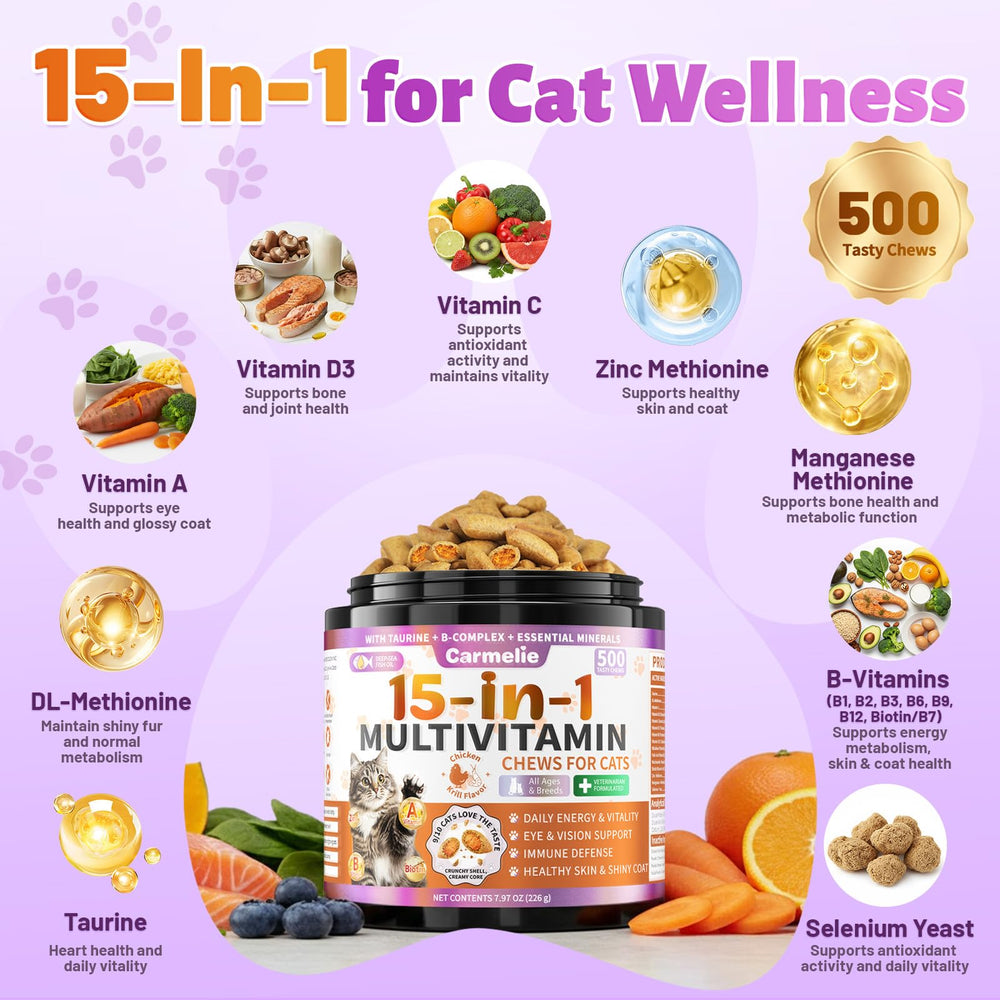 The creamy krill-infused center inside a Carmelie cat multivitamin chew.