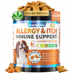 Carmelie Dog Allergy Chews 500 shown from the front.