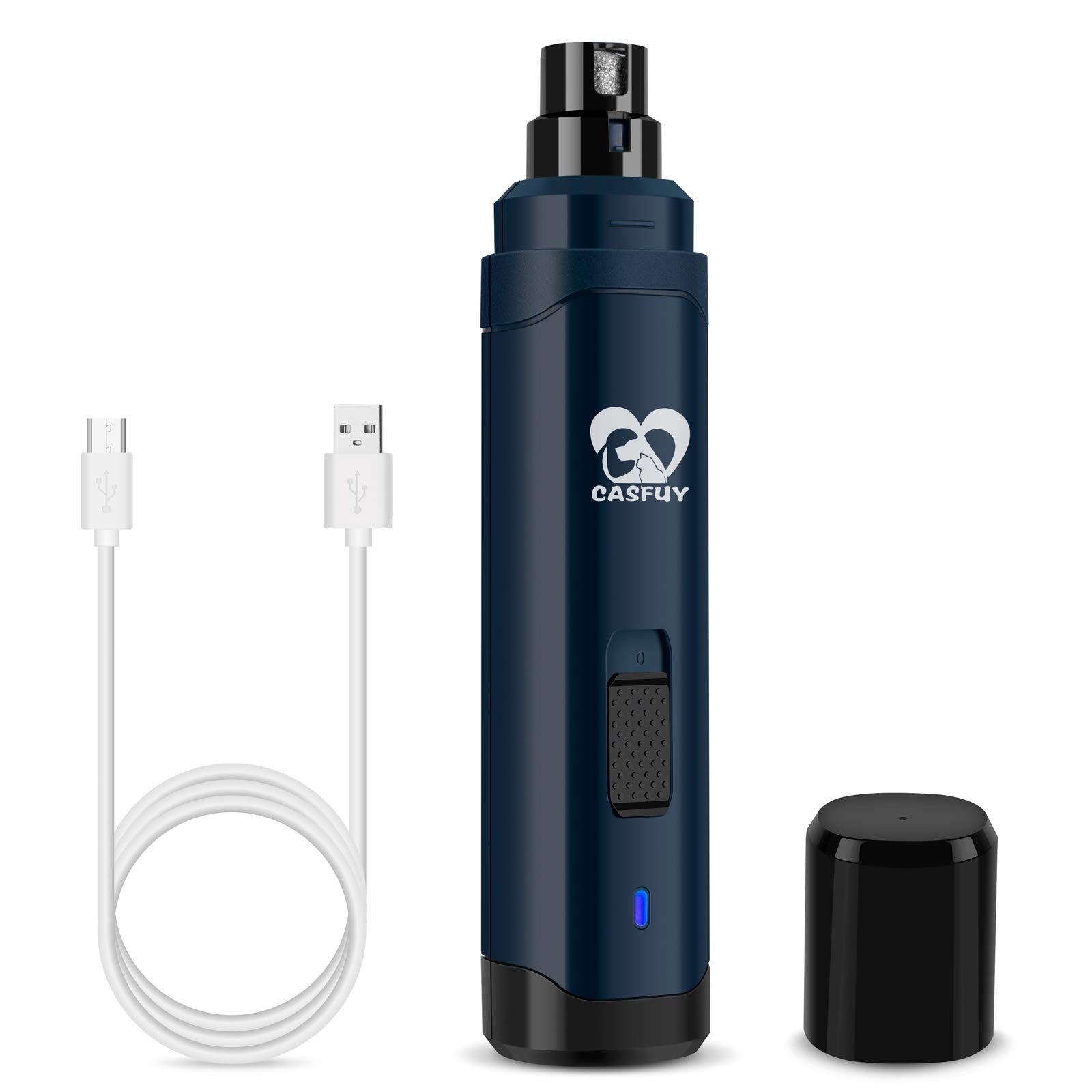 Casfuy dog nail grinder shown from the front in its dark blue finish.