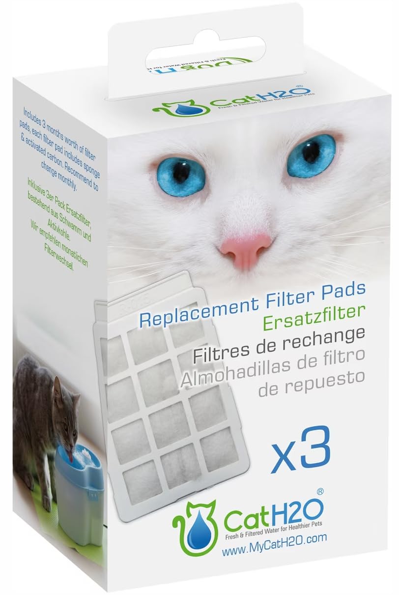 Cat H2O replacement filter pad shown in a Dog H2O fountain.